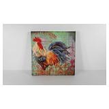 Rooster decor stretched canvas wall hanging,