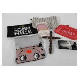 Ladies accessories,  clutches, luggage tag, pink