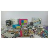 Scrapbook and craft group, papers, glue sticks,