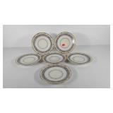 Six Fraureuth hand decorated china dinner plates,