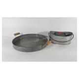 Farmhouse decor, galvanized utensil caddy and 18"