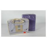 Full size bedding, purple sheet set and duvet and