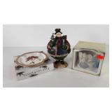 Holiday decor, snowman candy dish, angels pillar