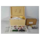 Sewing and cross stitch supplies, includes singer