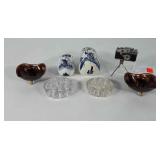 Home decor, includes flower frogs, candlestick