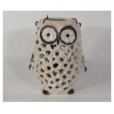 Ceramic owl candle holder, 10" tall