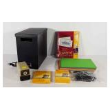 Office supplies, file box, photo paper, pencil