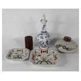 Decor group, Coalport decanter, plates, short