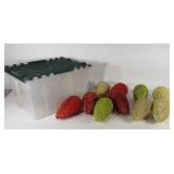 Large pinecone Christmas ornaments, with tote