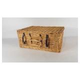 Picnic basket with supplies, 21" × 15" × 9",