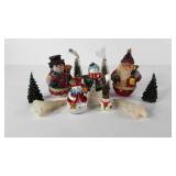 Christmas holiday figural candle group, 11 total