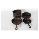 Cookware, includes two cast iron skillets,