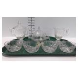 7 pieces of Baltimore Pear glassware: cream and