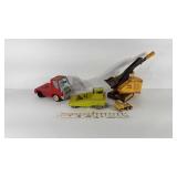 Metal toy trucks/construction vehicles, three