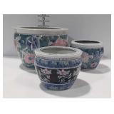 3 fishbowl ceramic planters