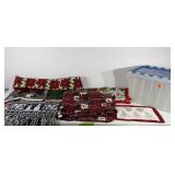 Christmas linens, blankets, table runner, table