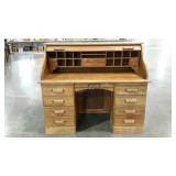 Roll top desk, 54 x 28 x 46, needs cleaned