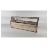Wooden tool caddy with dividers, 26" × 9" × 11"