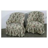 Arm chairs, skirted, colorful print