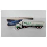 Hess toy truck bank, with barrels, 1987, with box