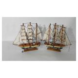Two wooden sailboat models, 13"