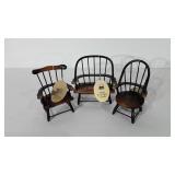 Doll sized wooden chairs and loveseat, 6" and