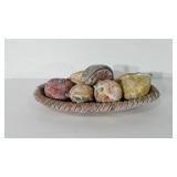 Wooden centerpiece bowl with matching everlasting