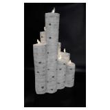 Holiday decor, battery operated lights on birch