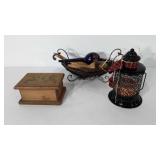 Home decor, includes wooden jewelry box, candle
