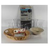 Miscellaneous group, glass vases, Cajun pot