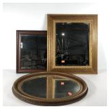 Three mirrors, early oval 28x24, beveled golden