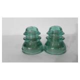 Two Whitall Tatum glass insulators, No. 1, both