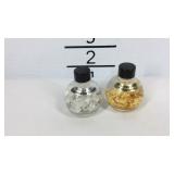 Gold and silver flake souvenir bottles