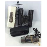 Binoculars, simoma monocular 8x21 and a bushnell