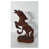 Wood carved horse and snake sculpture, 22"