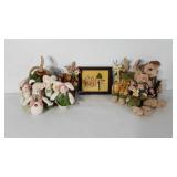 Easter decor, includes bunny figures and stuffed