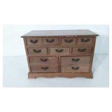 Jewelry box with jewelry, missing mirror, 7x10x15