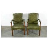 Two vinyl arm chairs, funky avocado green