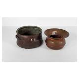 Copper pot and brass spittoon