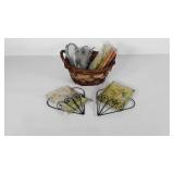 Basket full of six wire hangers and seven sachet