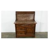 Wash stand with backsplash, none of the marble is