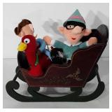 Wooden sleigh with Rudolph the red-nosed