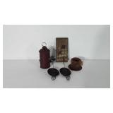 Home decor, includes lantern, wooden tray, night