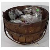 Wooden apple basket full of soaps, 9.5x14