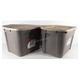 Two Homz 20 gallon totes with warped lids