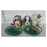 Home decor group, two glass backed wall sconces,