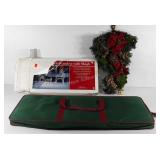 Christmas decor, lighted reindeer and sleigh,