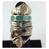 Sterling silver rings 22.42g 6 total sizes 7.75,