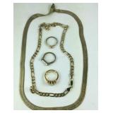 Goldtone necklaces and rings