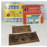 Two replica bills and two packs of souvenir